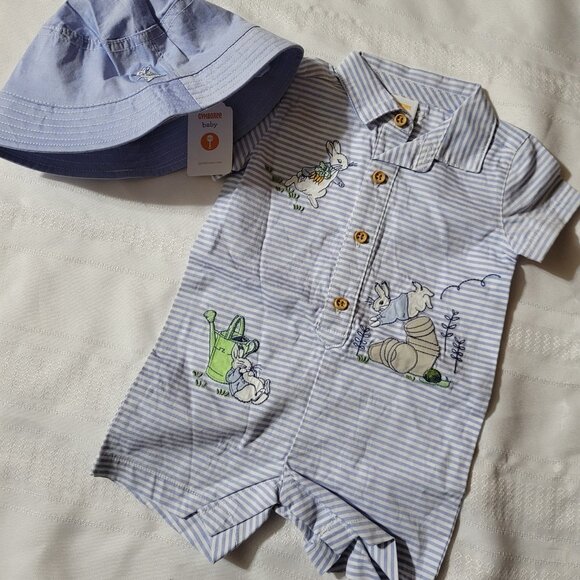 Gymboree Peter Rabbit 3-6 6-12 choice Romper 6-12 hat set. Mixed Z31 - Picture 1 of 5